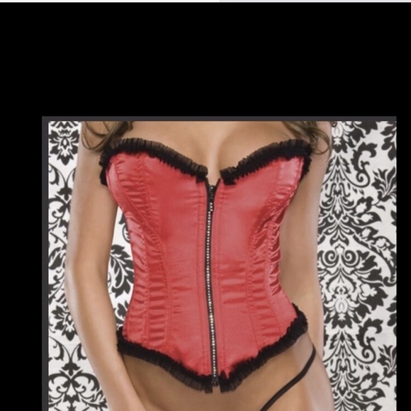 Brand New Ruffle Satin Red Corset - Large - Picture 1 of 6